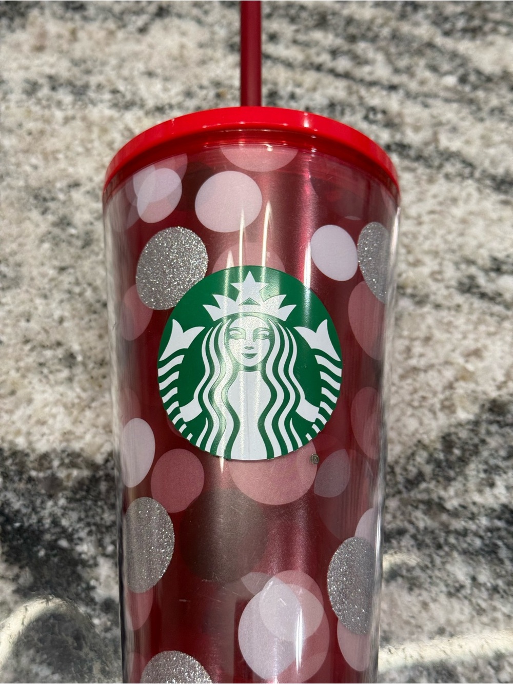 Starbucks Red Polka Dot Insulated Tumbler with Straw